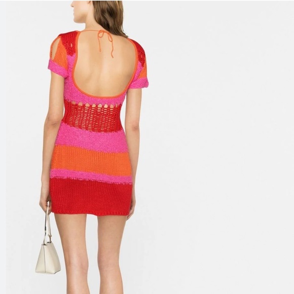 Danielle Guizio Red and Pink Knit Dress